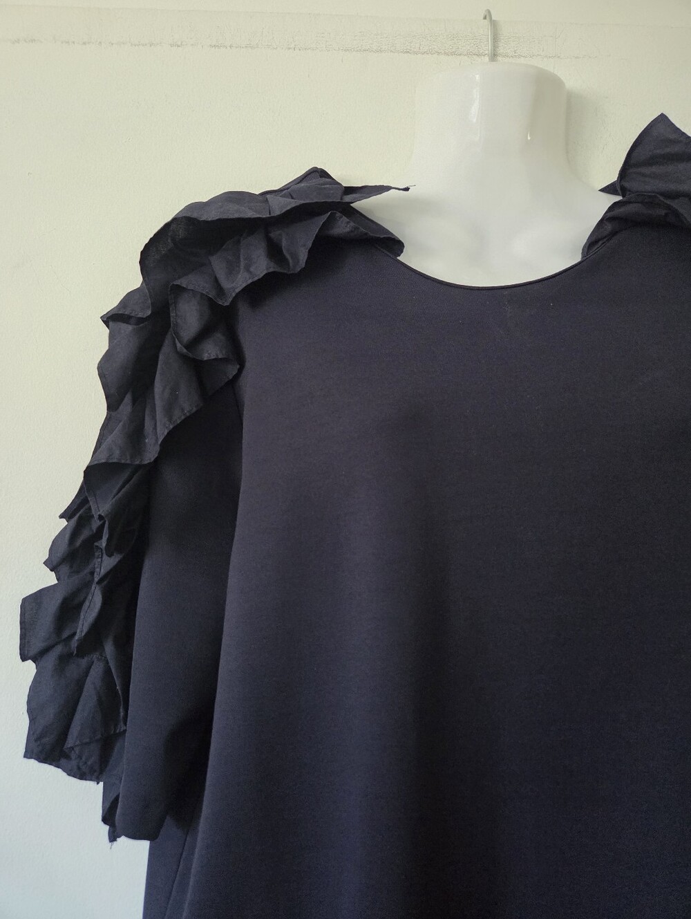 COS Navy Ruffle Sleeve Shift Dress - Picture 3 of 7